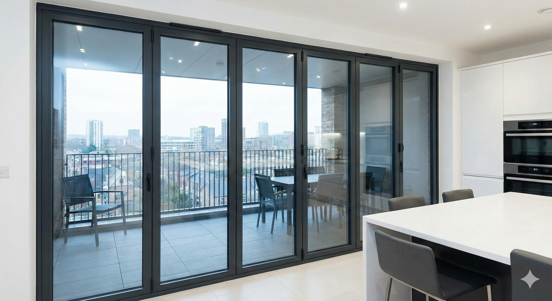 Black bifold doors installation