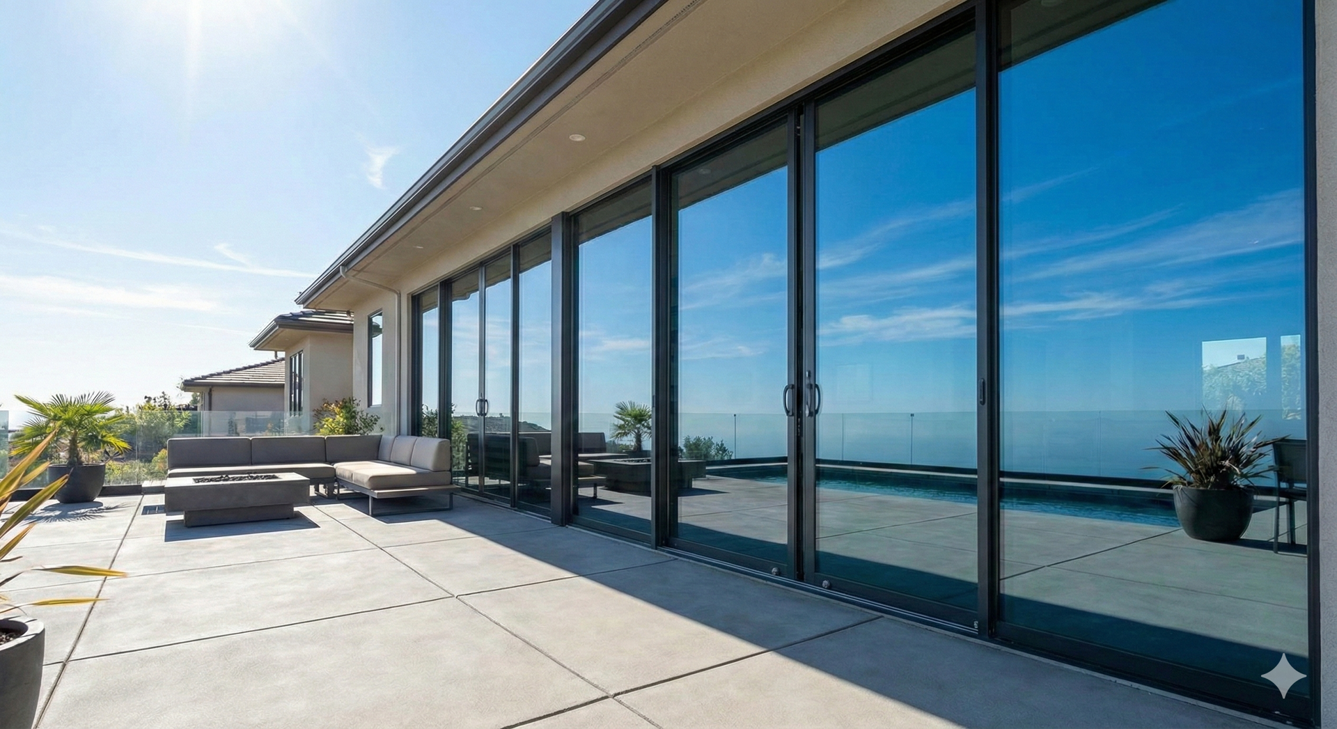 Sliding doors with modern hardware detail